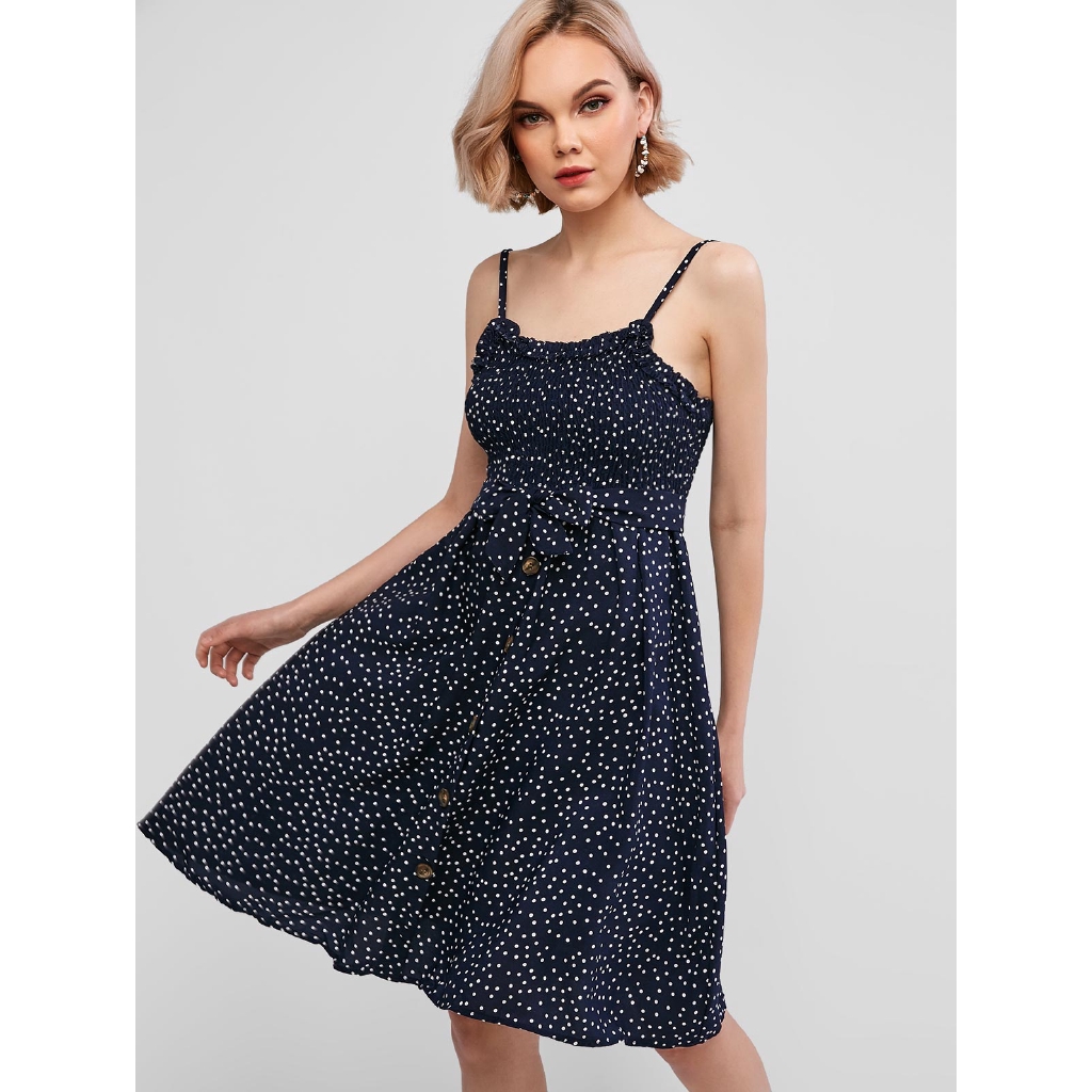 smocked polka dot
