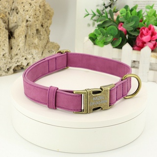 Personalized Leather Dog Collar Brass Buckle D Ring Pet Laser Engraved 5 Colors #2