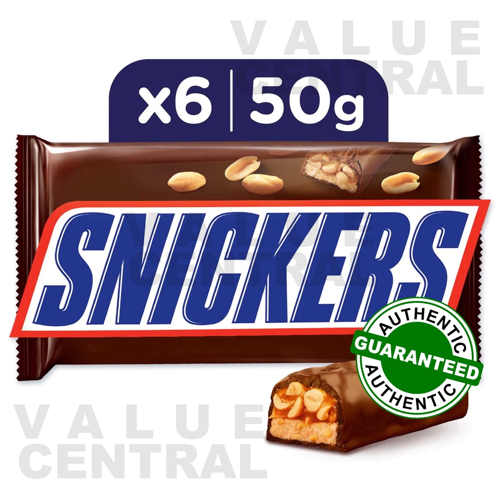 Snickers Chocolate Bar 50g x 6 pieces [Guaranteed Authentic] Shopee