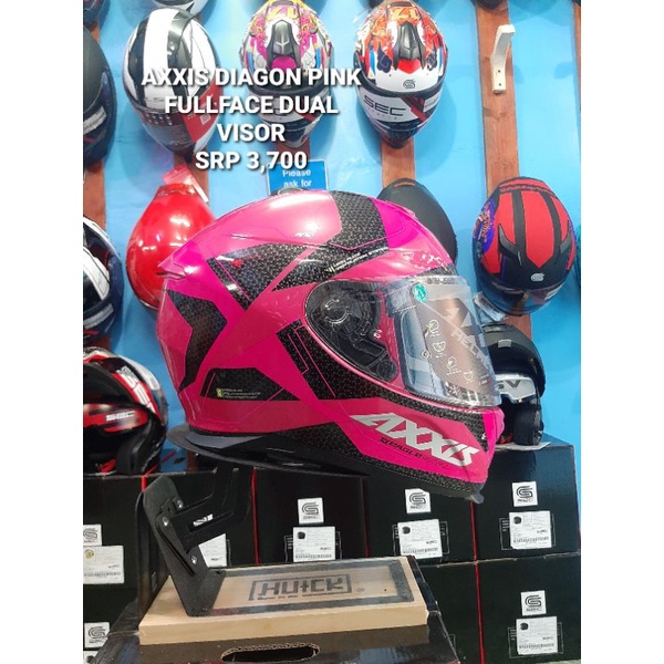 Axxis fullface dual visor gloss pink helmet Shopee Philippines