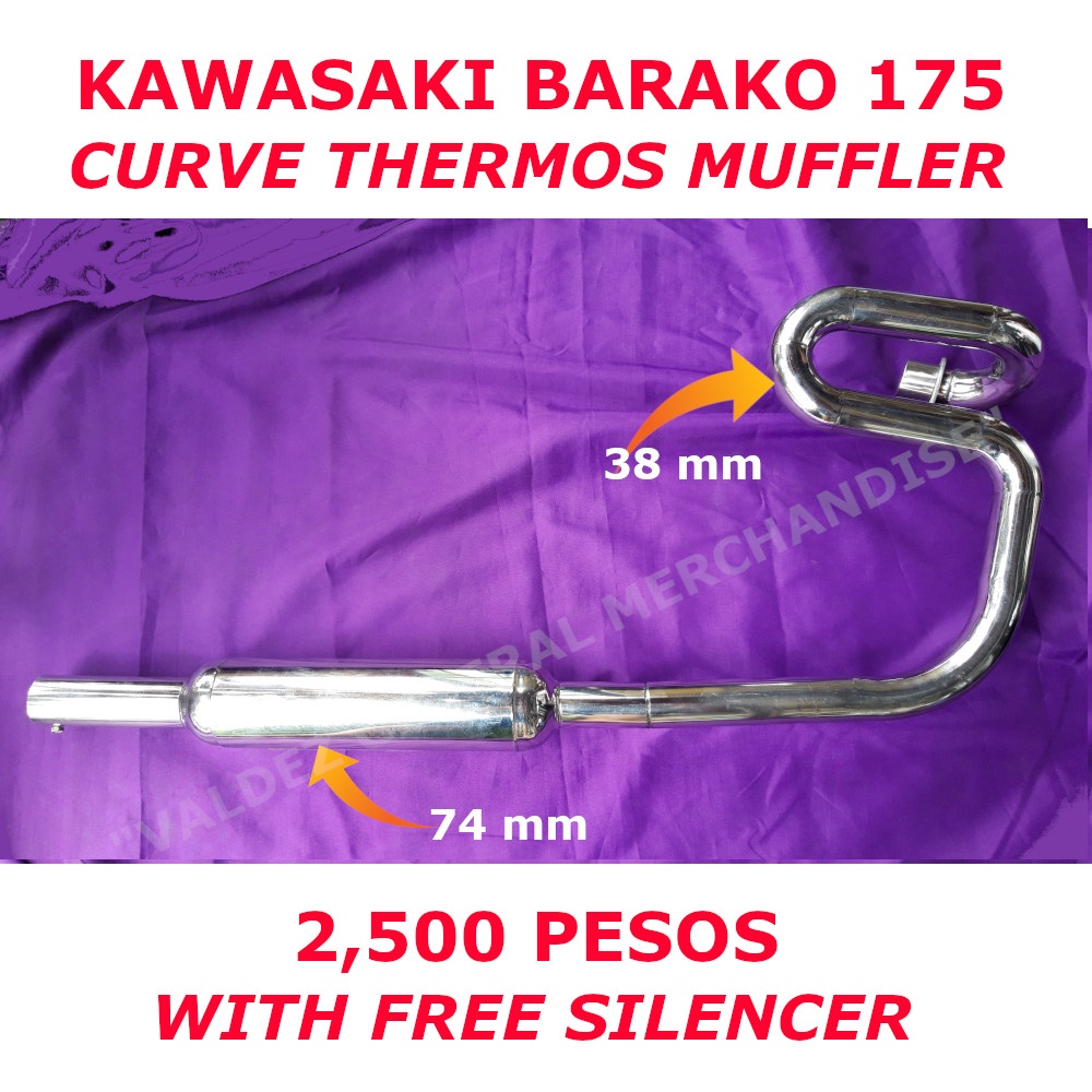 Kawasaki Barako 175 "THERMOS or BOTTLED" Curve Type Pipe Stainless Shopee Philippines