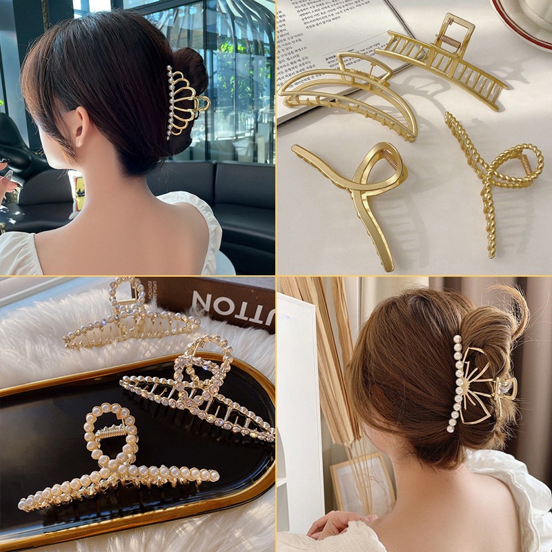 Vivian Korean Hair Clamp Clip for Women Pearl Catch Clip Temperament Versatile Hair Accessories