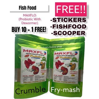 Probiotics ☂Maxflo probiotics guppy fish foods with freebies dewormer frymashed and crumble 10+3free
