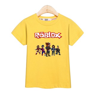 Kids Tees Clothes Boy Short Sleeve T Shirt Roblox Logo Tops Shopee Philippines - roblox t shirts yellow face