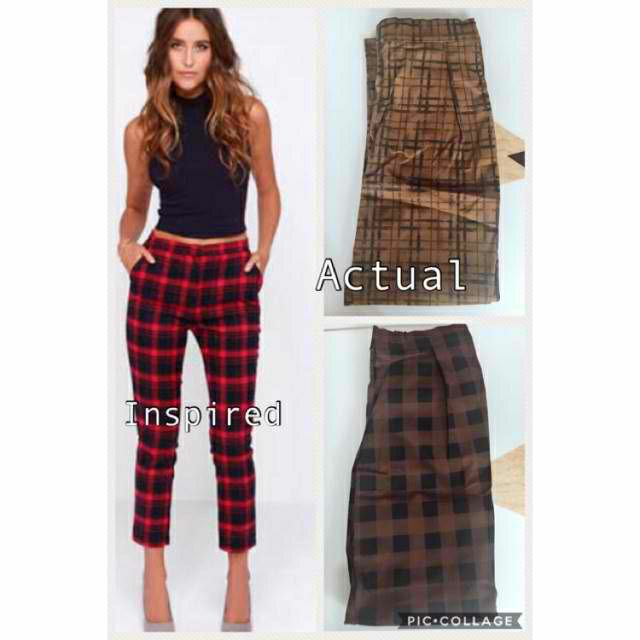 plaid female trousers