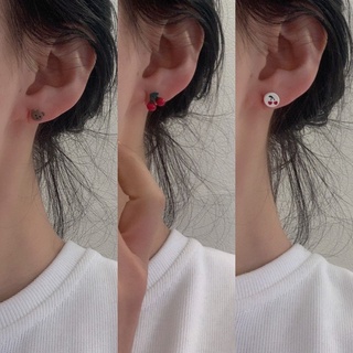6Pcs/lot 925 Silver Cute Cherry Bear Earrings for Cute Lovely Girls #4