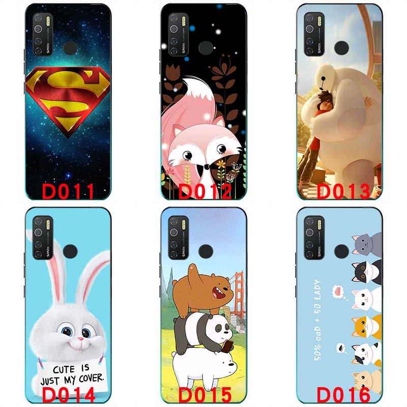 Soft silicone painted print case soft TPU Back cover For Tecno spark 5