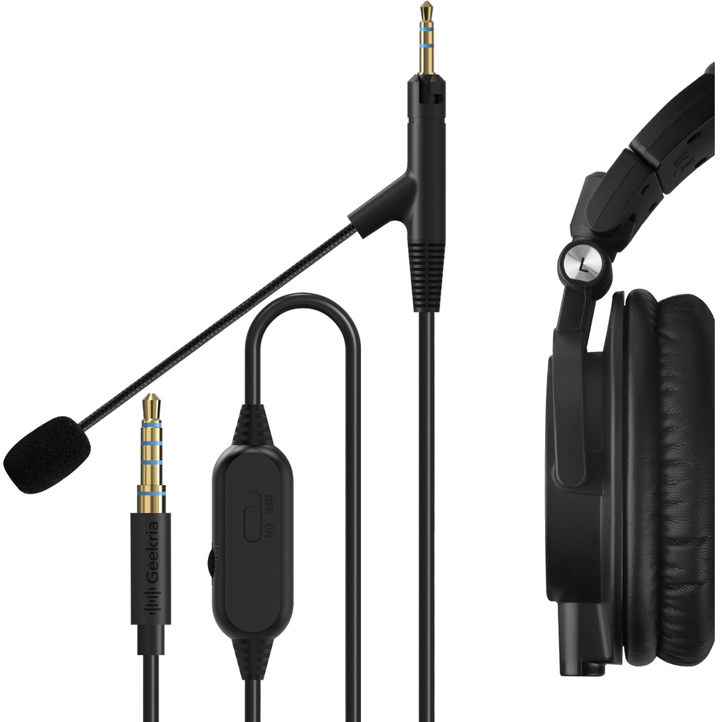 Geekria 1.7m Headphone Cable with Boom Mic for ATH M70X M60X M50X ...