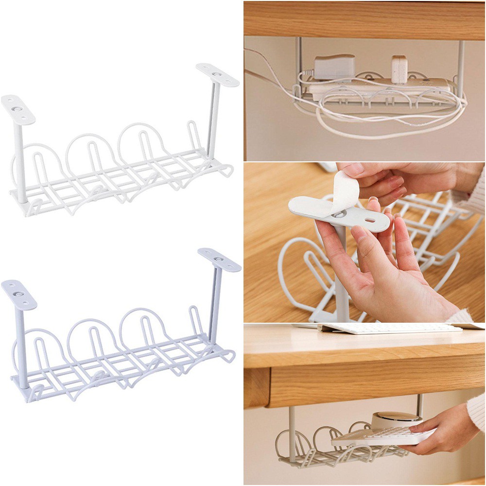 Under Desk Cable Management Tray Storage Organizer Wire Cord Power Charger Plugs Shopee Philippines