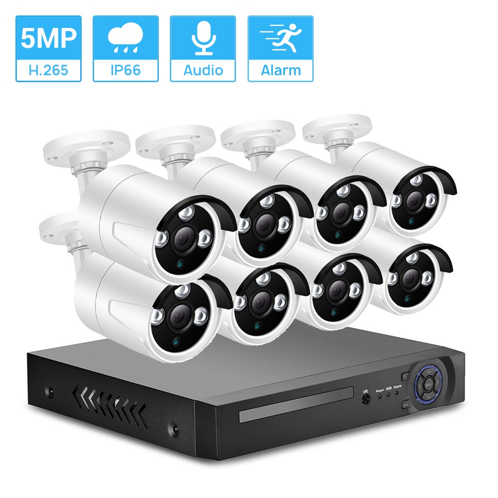 Hamrol 5MP 8CH POE Security Camera System Kit H.265 5MP 2MP POE IP ...