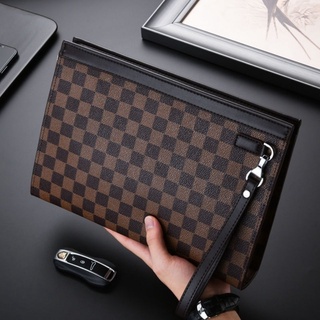 Clutch Bag Ladies Business Luxury Street Wear Tablet Casual Clip Chessboard Small Square Ba