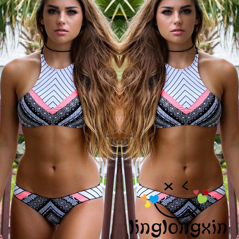 high neck push up bikini