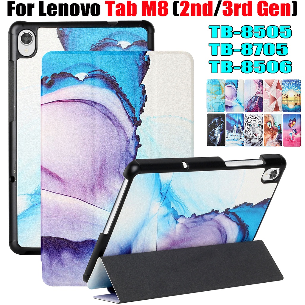 Lenovo Smart Tab M8 2nd 3rd Gen Tablet Case M8 HD TabM8 FHD PU Leather  Stand Magnetic Flip Cover Painted Patterned Casing TB-8505 TB-8506F TB-8705  F N X | Shopee Philippines