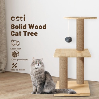 Osti Solid Wood Cat Tree Cat Tower with Scratching Post for Indoor Cats Kitty Cat Condo Pet Toy
