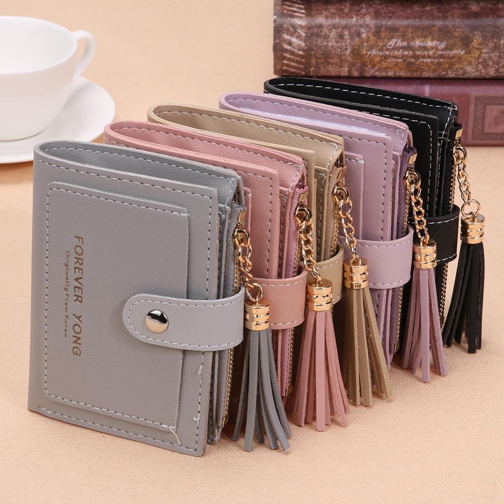 Folded Women Tassels PU Leather Handbag Hasp Small Wallet ...