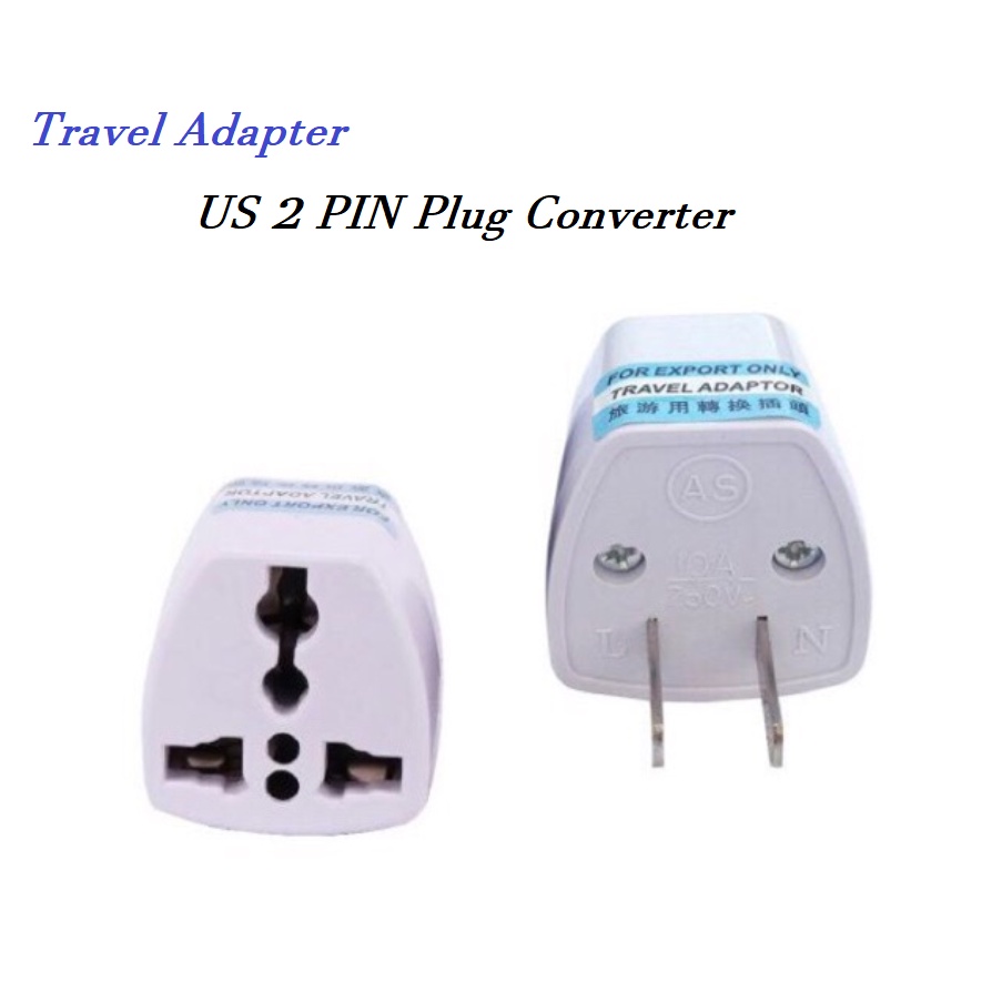 Universal Travel Adapter Power Charger Outlet US 2 PIN Converter