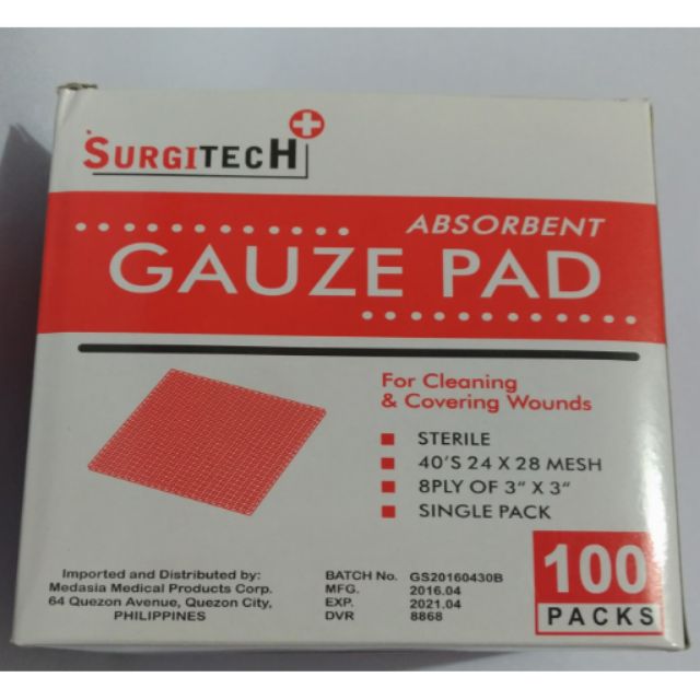 Surgitech Sterile Gauze Pad 3x3 By Box Shopee Philippines