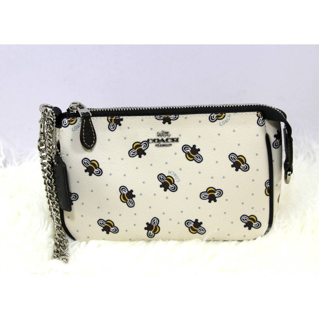 Coach Bumble Bee Print PVC Wristlet Handbag-CHALK | Shopee Philippines