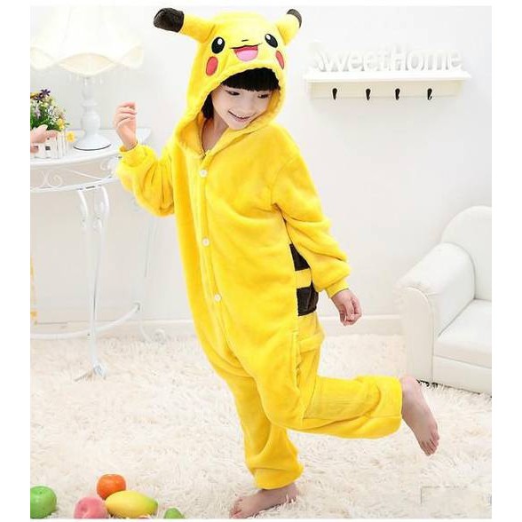 Deductive Life Kids Anime Pikachu Costume Girls Boys Cosplay Children Onesie Pajamas 