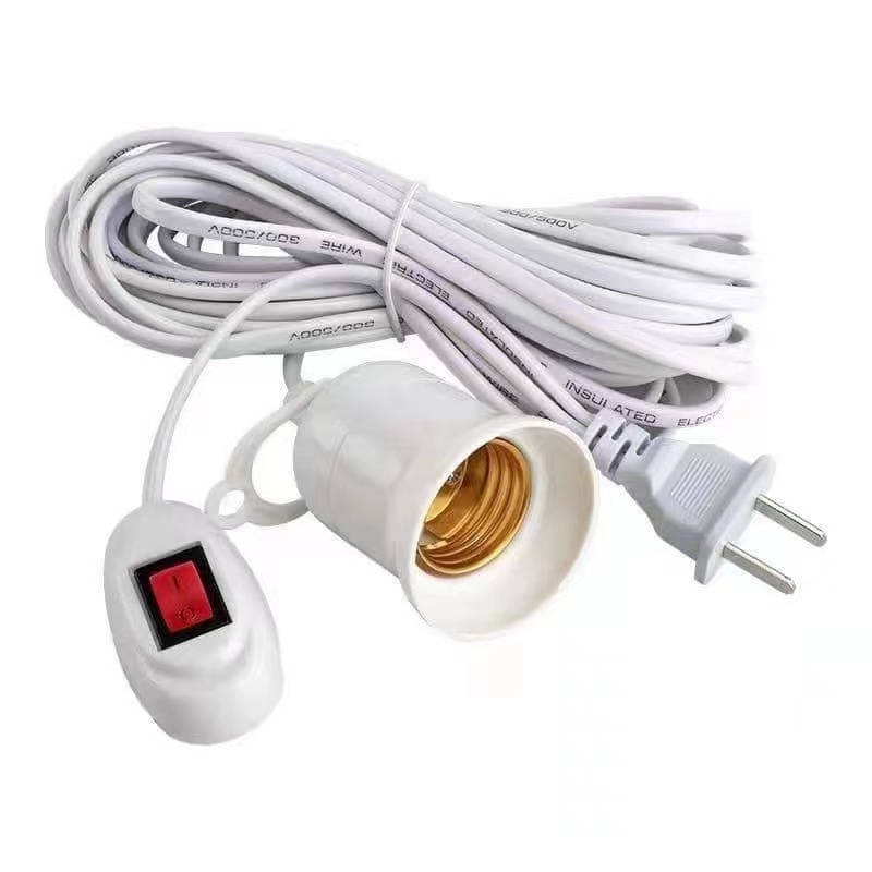E27 10M extension cable Lamp Bulb Holder With Switch LED Light Bulb