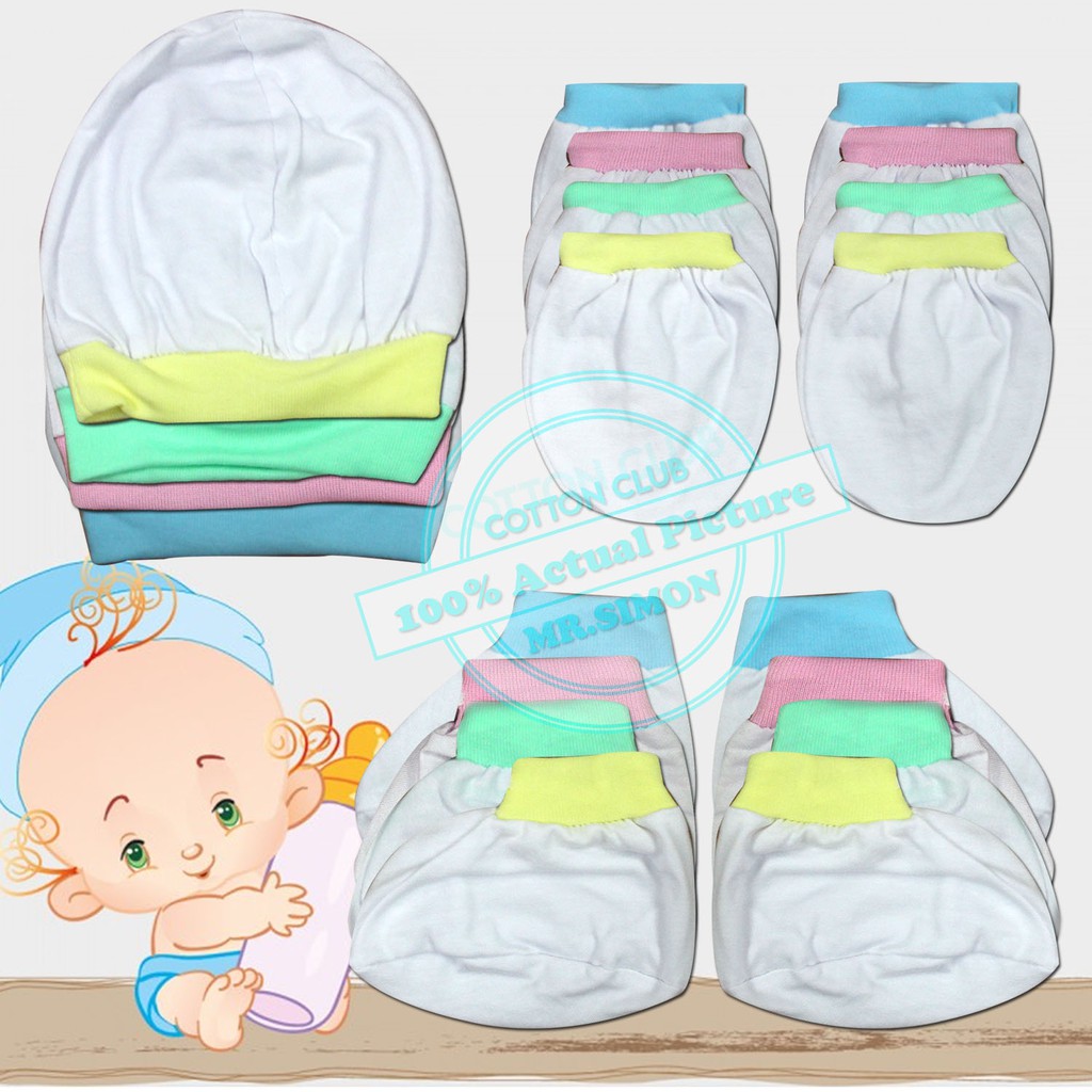 3IN1 Newborn Baby Cotton Mittens 