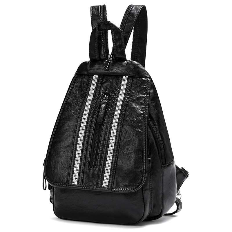 black leather bag backpack