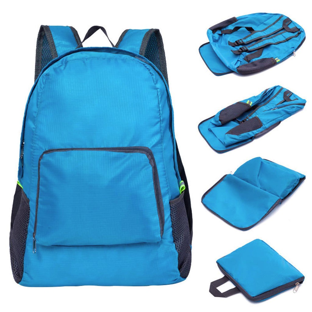 blue travel backpack