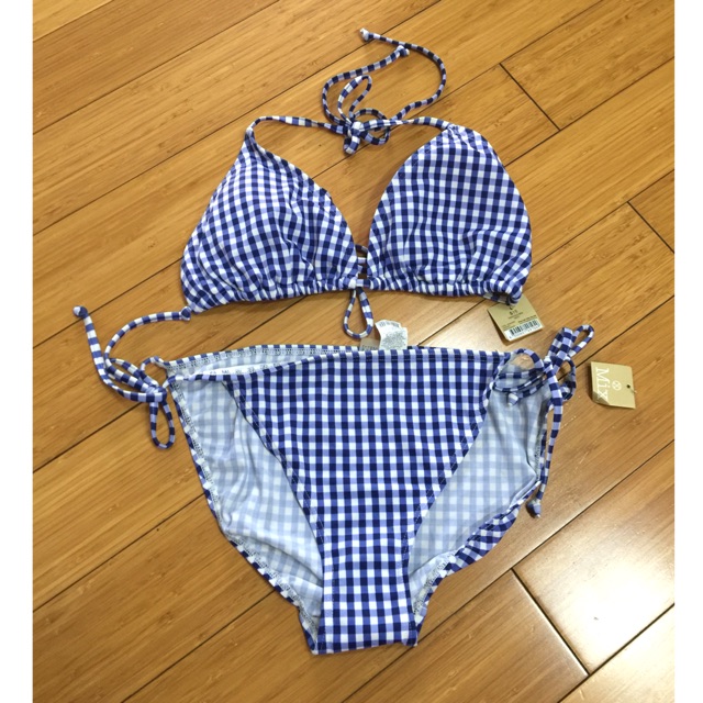 blue checkered swimsuit