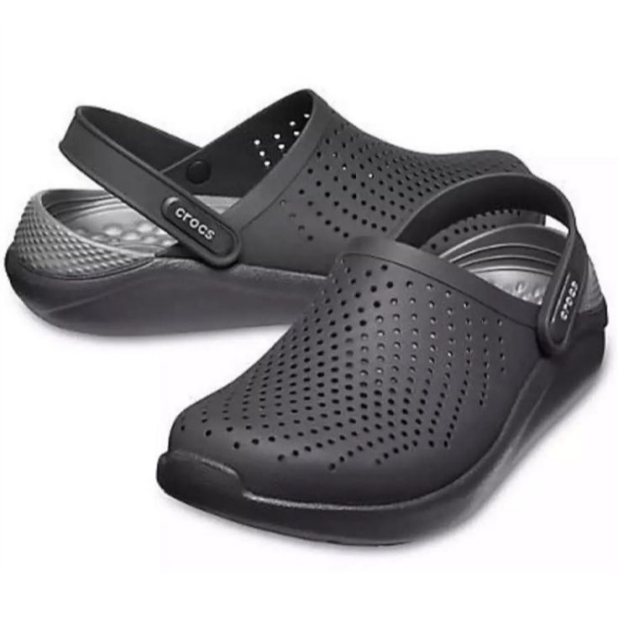 Crocs Unisex Sandals For Women and Men LiteRide Clog ALL BLACK GRAY 36