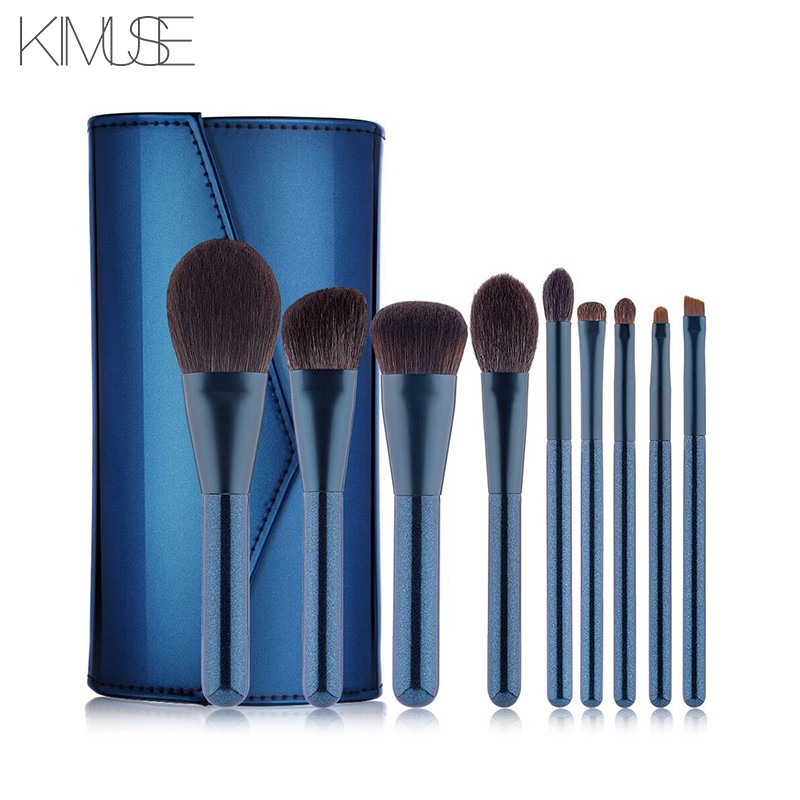 blue makeup brushes