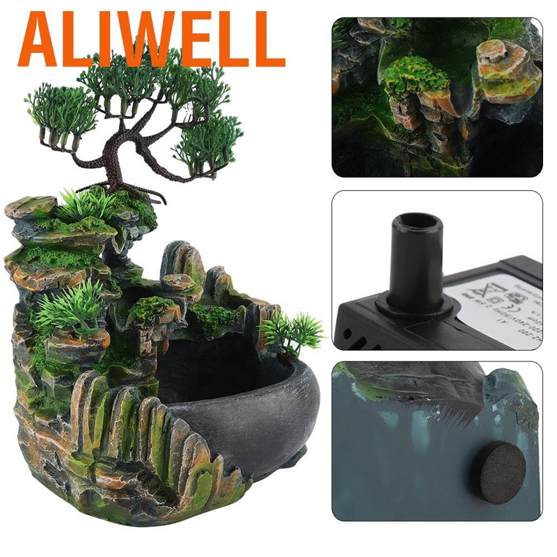 Aliwell Desktop Fountain Waterfall Small Rockery Humidifier Home