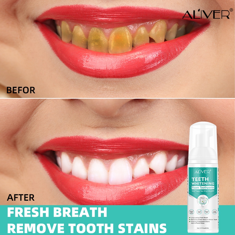 Teeth Whitening Mousse Toothpaste Brightening Cleansing teeth Remove stain Freshen Breath Teeth