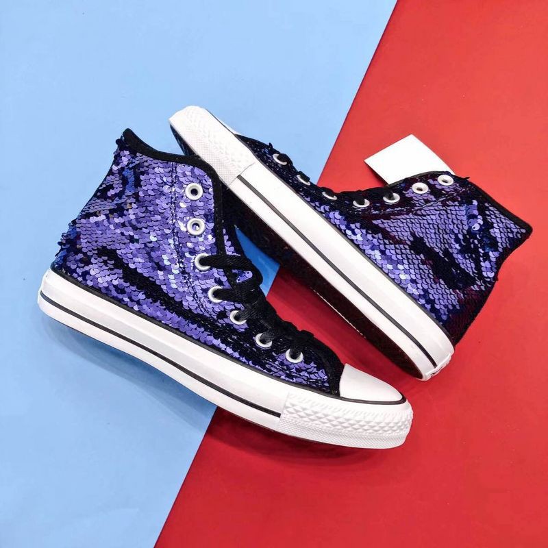 blue sequin converse high tops