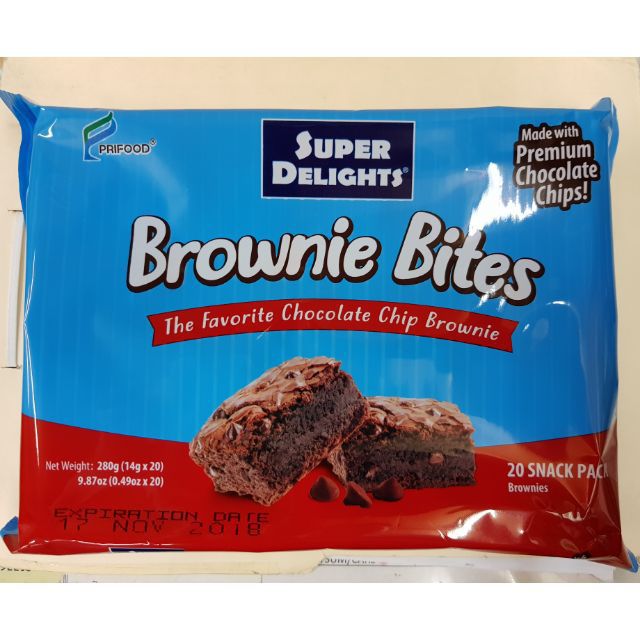 Super Delights Brownie Bites Chocolate Chip Brownie 280g Shopee
