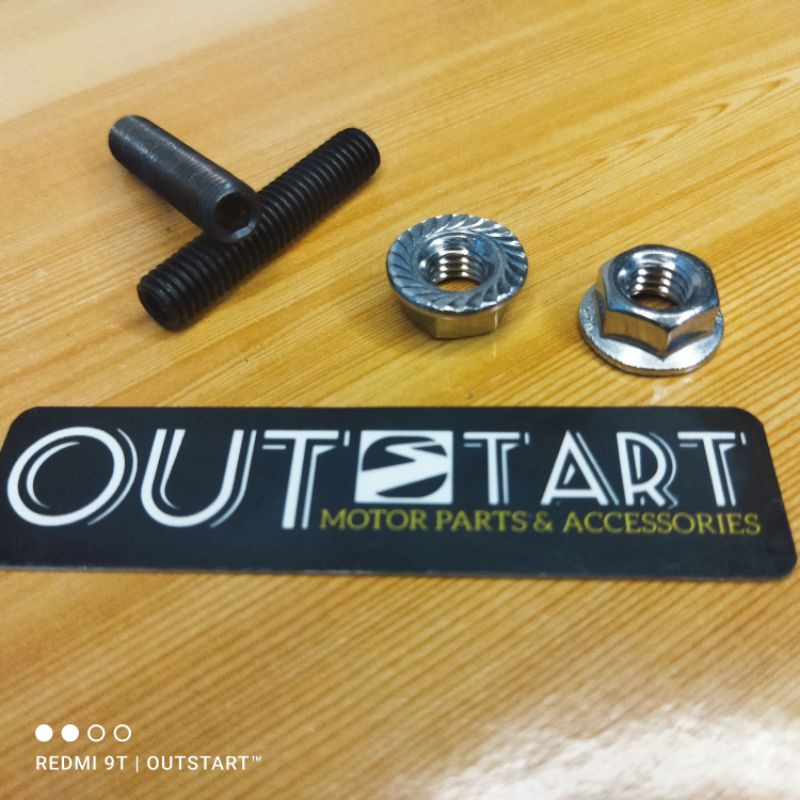 Motorcycle Exhaust Bolt (HiTensil) with Stainless Nut (Pair) Shopee