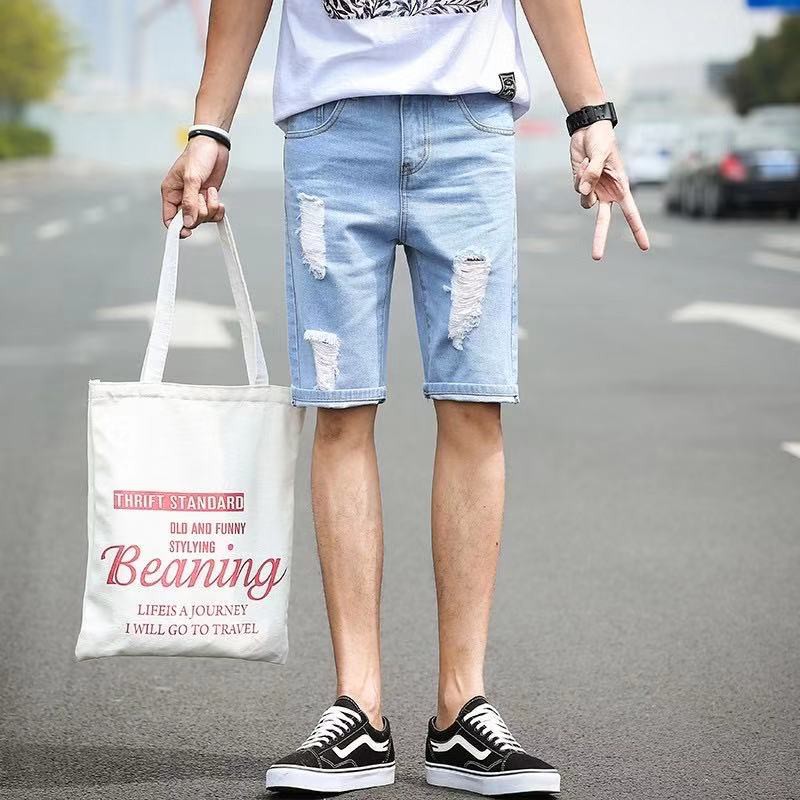 COD Men's Maong shorts Denim short TATTERED blue high quality | Shopee ...