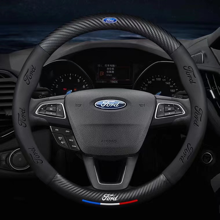Ford Car Steering Wheel Cover High Quality Carbon fiber Leather 38cm