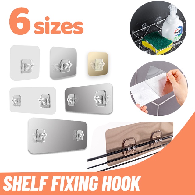 Silver Home Plastic Hooks Waterproof Sticky Hook for Kitchen Bathroom Shelf Sticker,Sticking Wall Strong Adhesive Hook Hanger