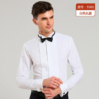 【SALE】Men'S French Tuxedo Long Sleeve Solid Turn-Down Collar Formal Male Shirts（3-Colors） #5