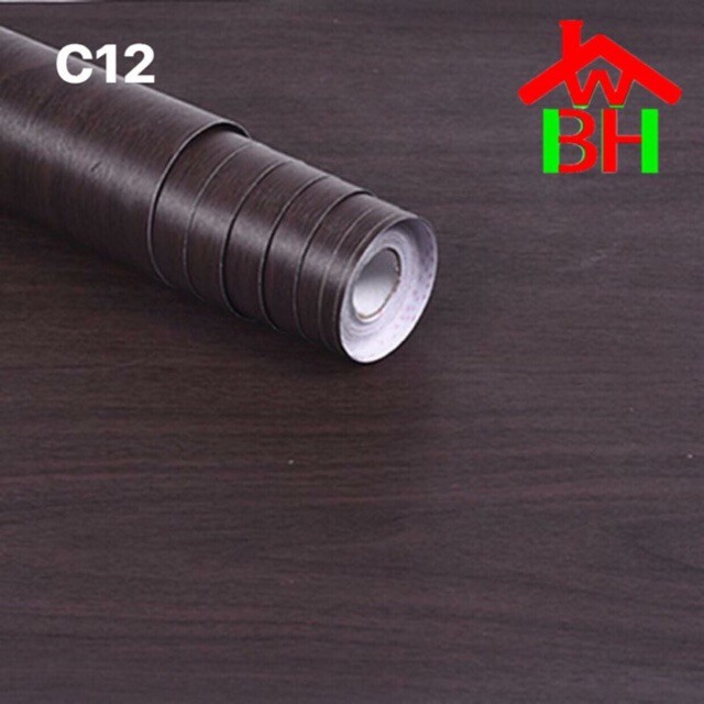 BHW Wallpaper Self Adhesive Wood Design Color Dark Brown PVC Waterproof Wall Sticker C12