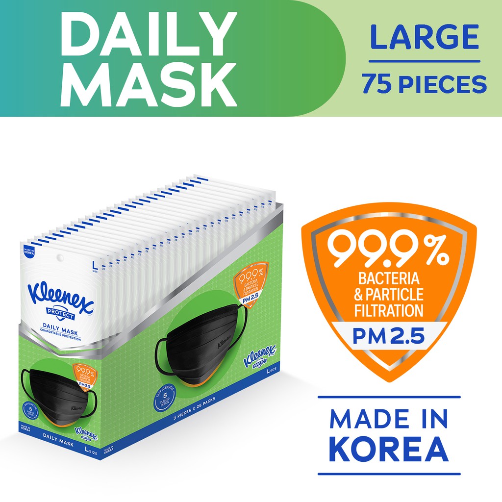 Kleenex Protect Daily Face Mask (Large) x 25 pack (75 masks) Shopee