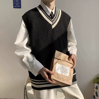 DS Korean V Collar Sweater Korean College Style Sweater Vest For Men Ins V neck Knitted Tops（M-2XL) #9