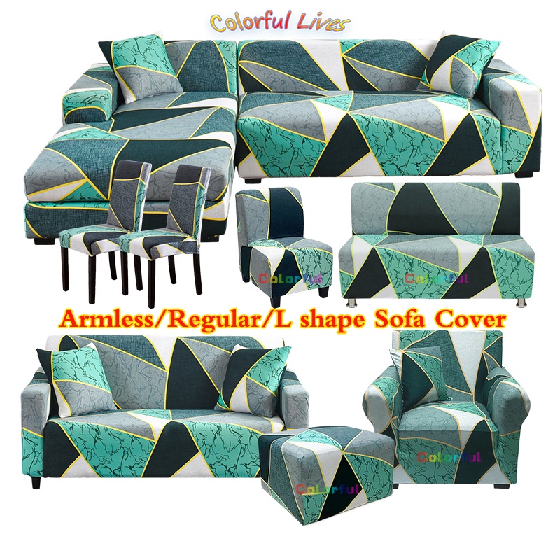 Full Packed Sofa Cover Green Color Sofa Cover Set for Armless/Regular/L