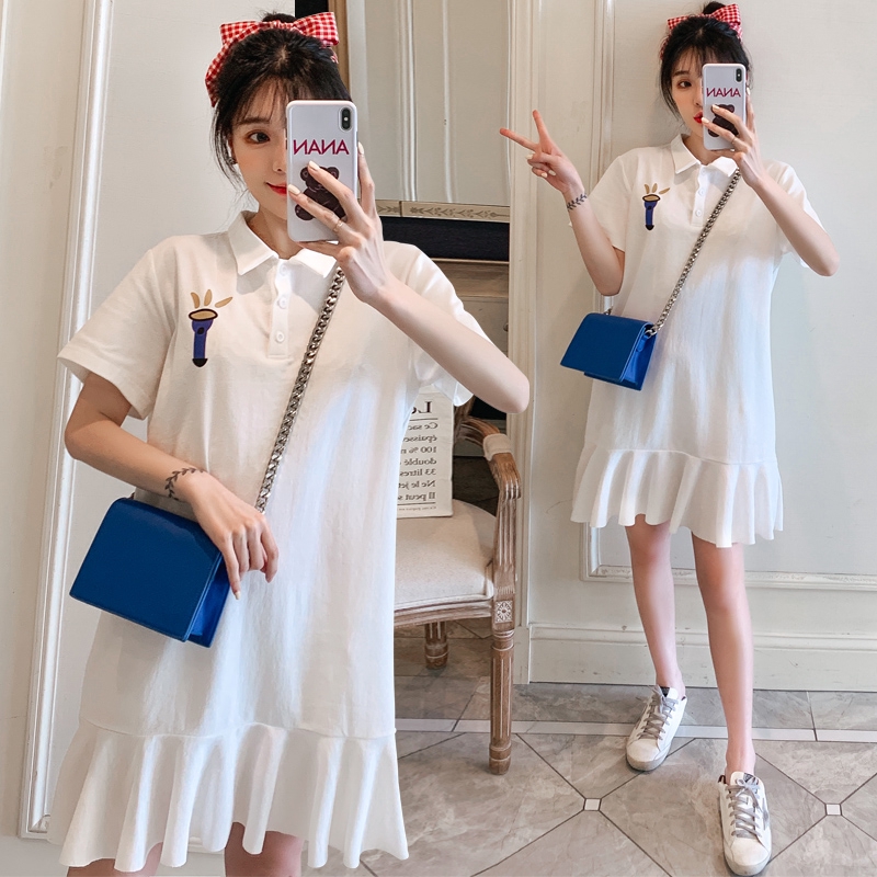 white maternity polo shirt