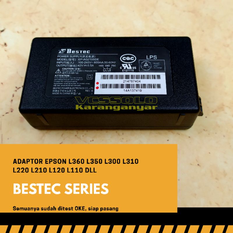 Power Adapter Epson L360 L120 L110 L210 L220 L300 L310 L350 L355 Sanken Bestec Original Shopee 6840