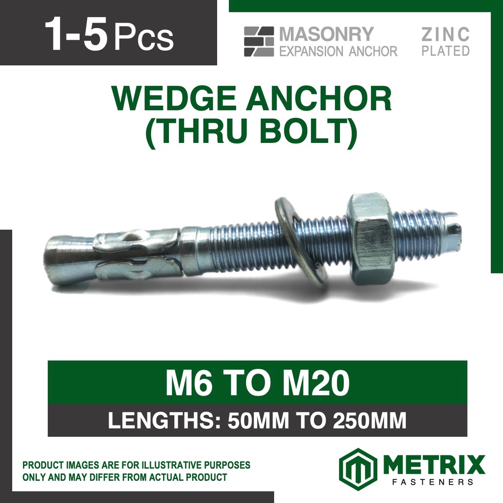 15pc Wedge Anchor / Masonry Expansion Stud Anchor / Thru Bolt ( M6 M8