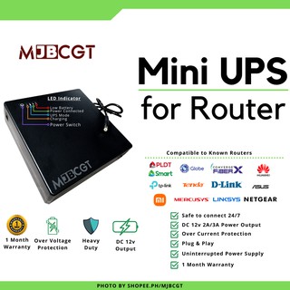 MJBCGT Mini UPS for PLDT, Converge, Smart, SKY and Globe Router, DVR, NVR and CCTV [12v - 1A to 3A]