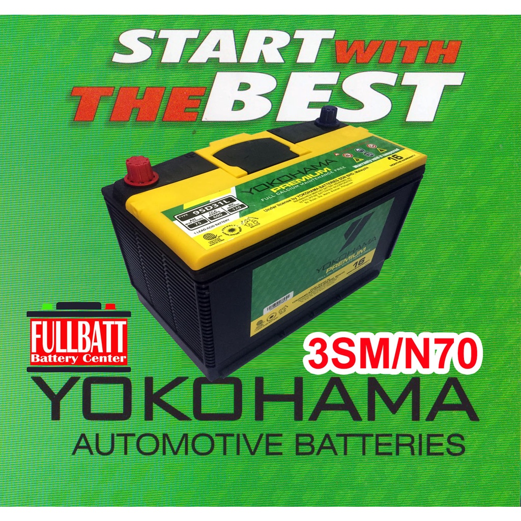 3SM N70 YOKOHAMA Premium Car Battery 16 MONTHS WARRANTY Shopee 