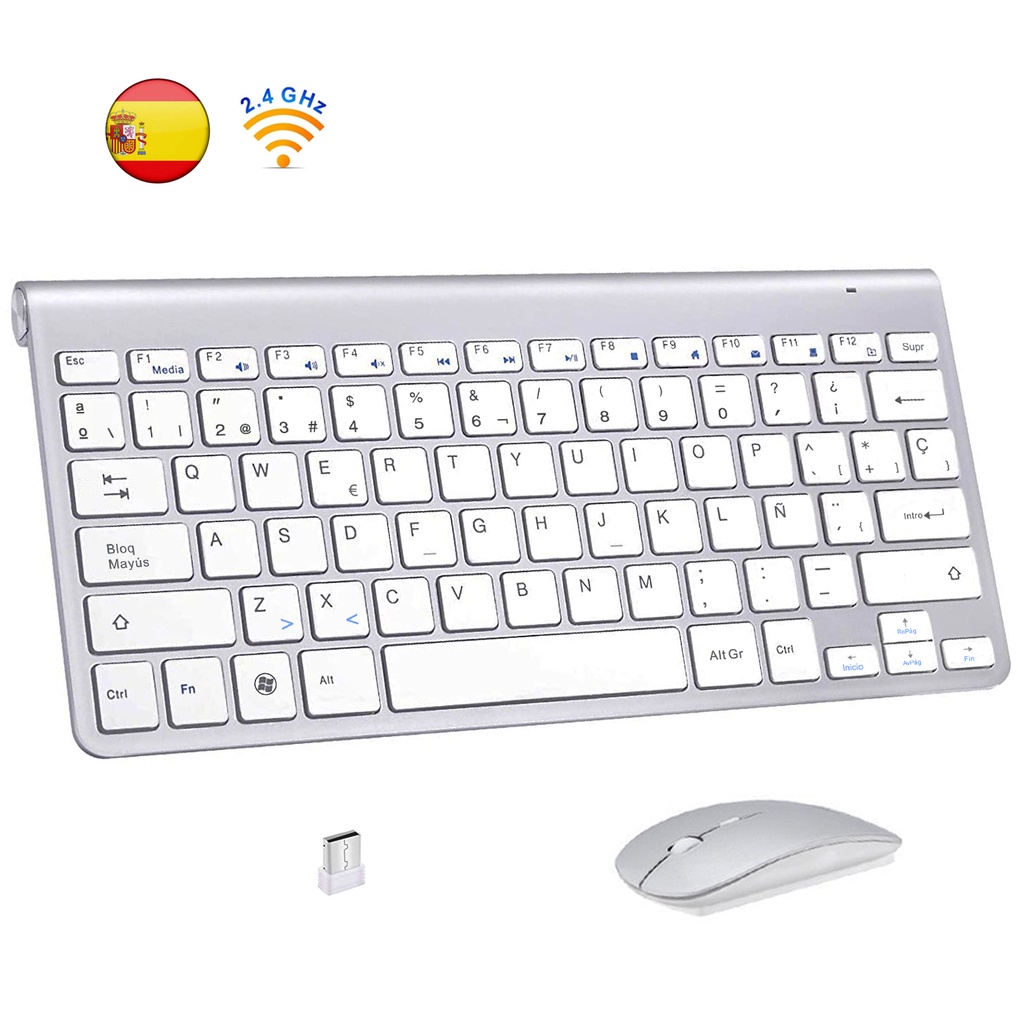 Spanish Wireless Keyboard Mouse 2.4g Ultra Slim Multimedia Keyboard 