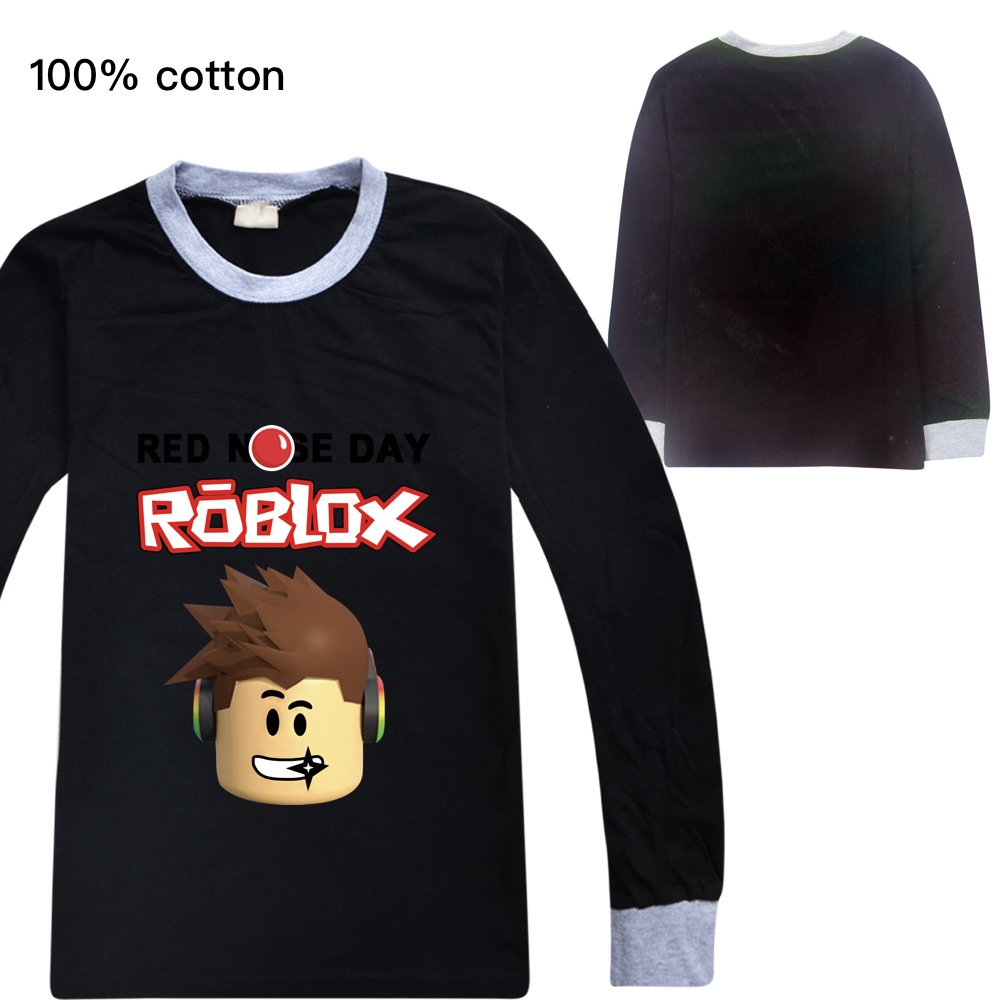 Roblox Red Nose Day Teens Long Sleeve T Shirt For Boys And Girls Children S Bottom Shirt Cartoon Tops Pure Cotton Ready Stocks Shopee Philippines - codes 4 roblox sirl cloths long sleeve